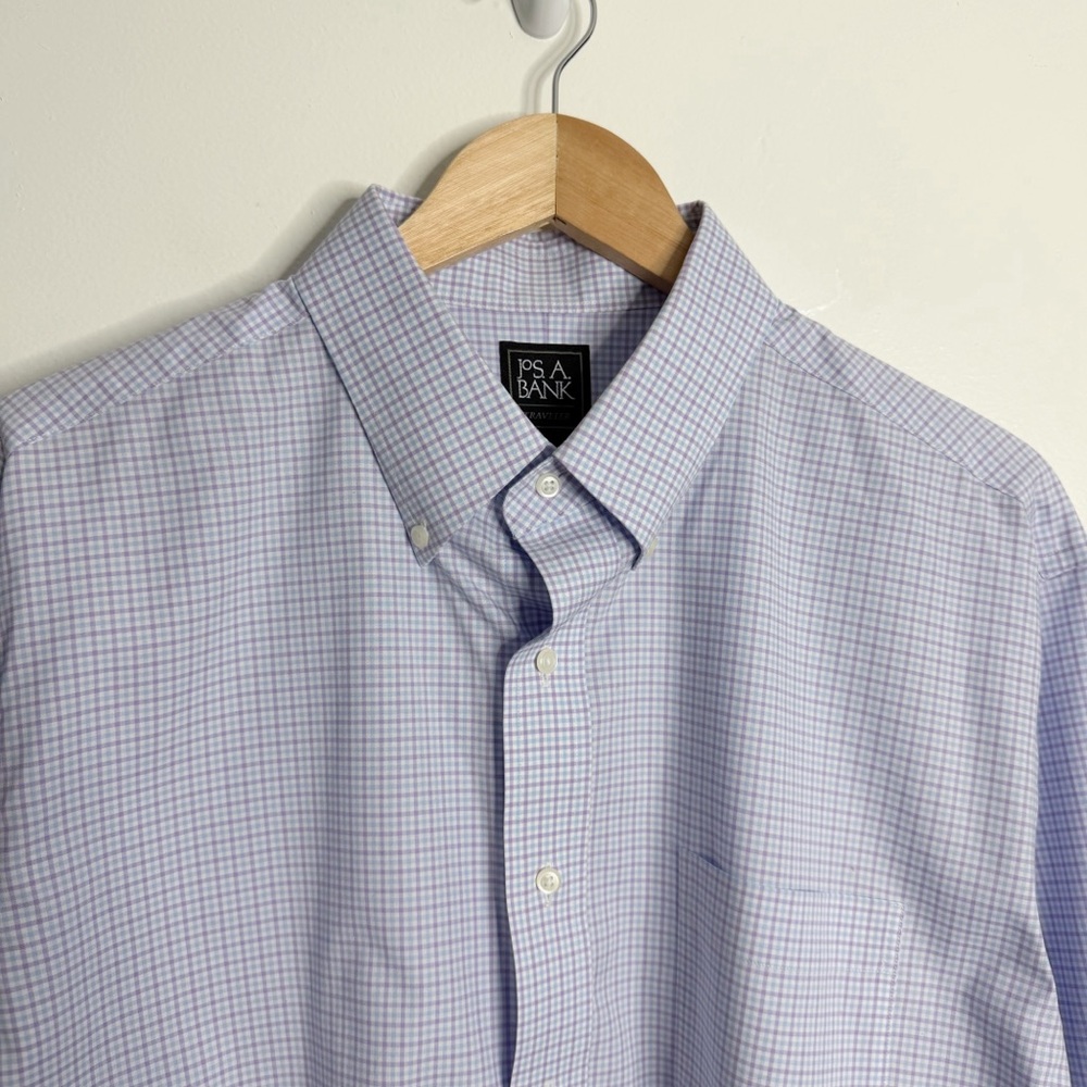Jos. A. Bank Traveler Men's Tailored Fit‎ Plaid Button Down XL 17 1/2 Workwear